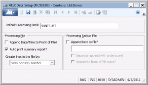 401K Data Setup